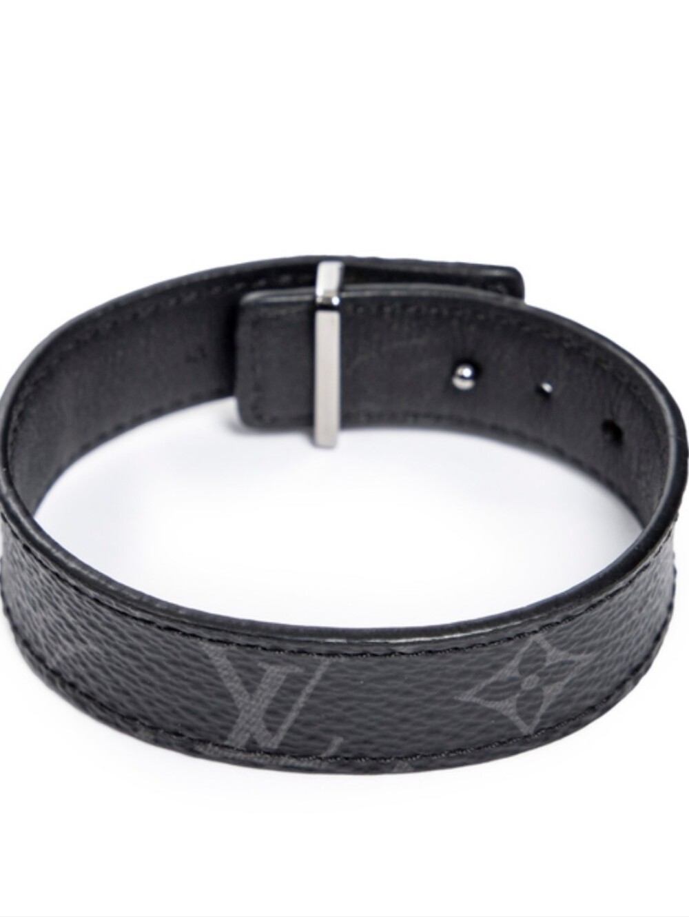 Louis Vuitton Black Leather LV Logo slim Bracelet - Picture 4 of 9